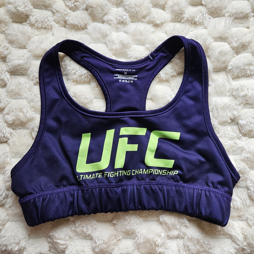 UFC Purple Racerback Sports Bra with Lime Logo